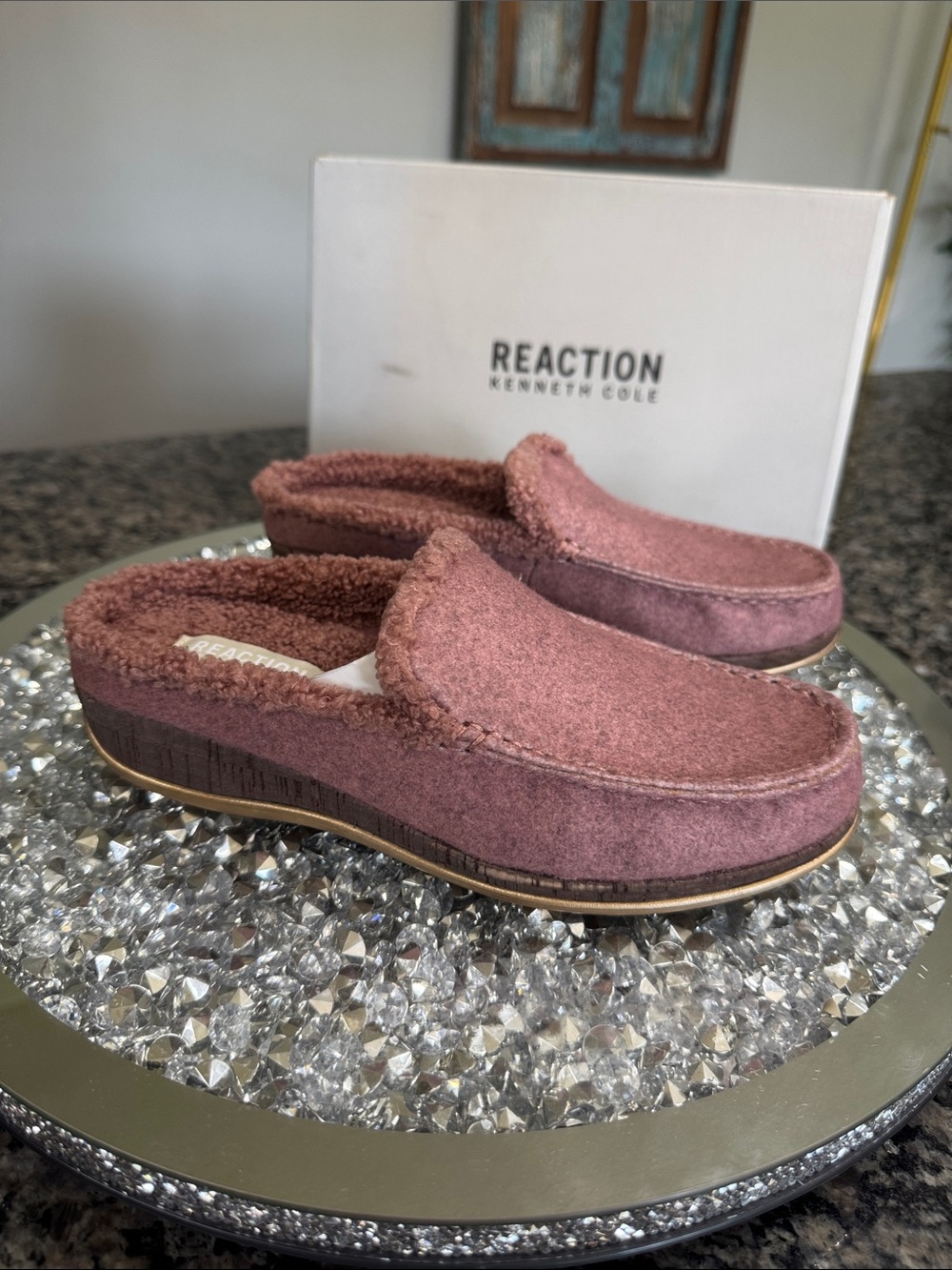 Kenneth Cole Reaction Slip-On Mule in Mauve wedge slipper NEW 6.5